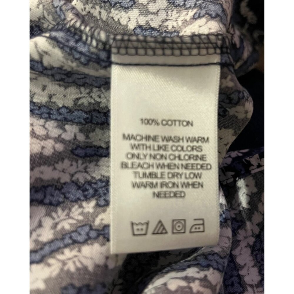 Foxcroft No-Iron Shirt Women's 14 Blue Black White Print Long Sleeve Used - Picture 8 of 12